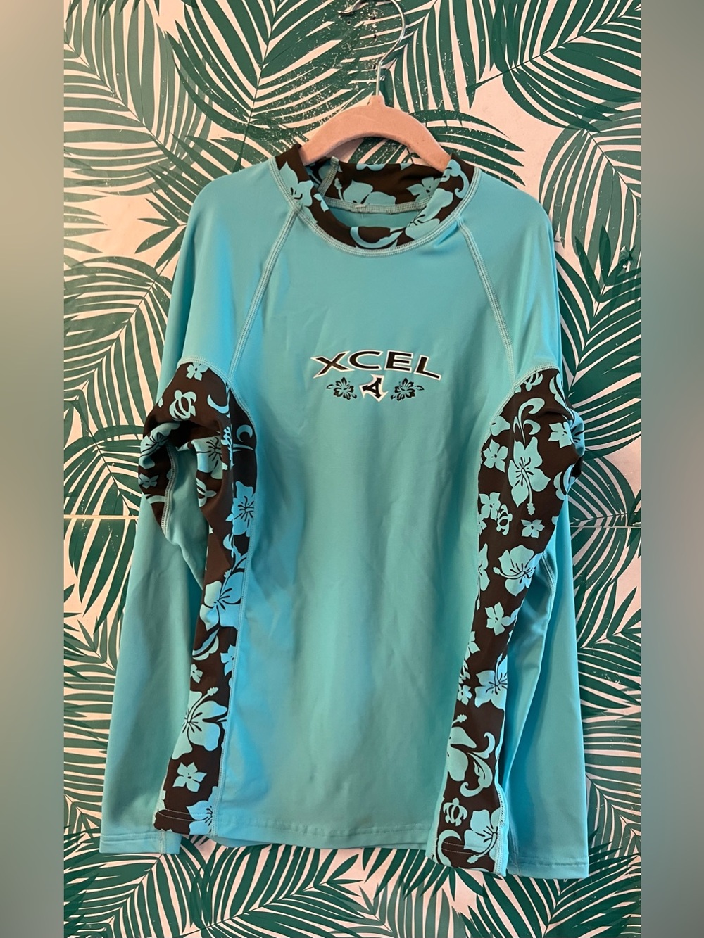 XCEL Aqua Floral Rash Guard Sz 10